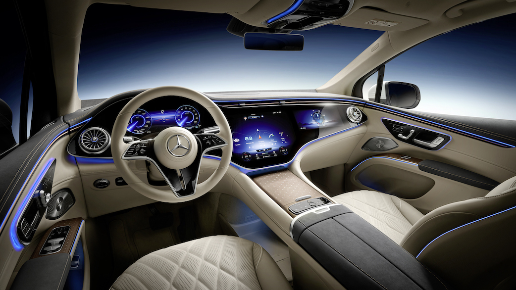 Mercedes EQS SUV interior and dashboard
